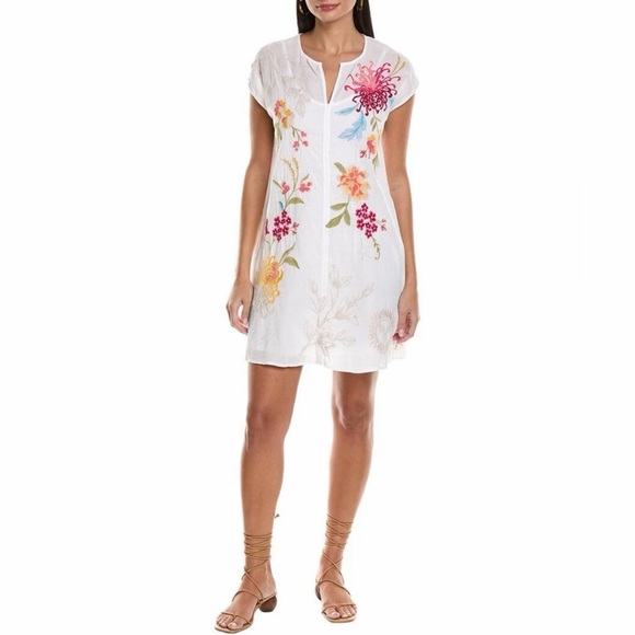 Johnny Was Dresses & Skirts - Johnny Was Playa Embroidered Tunic Mini Dress White Floral Celestial Multi M